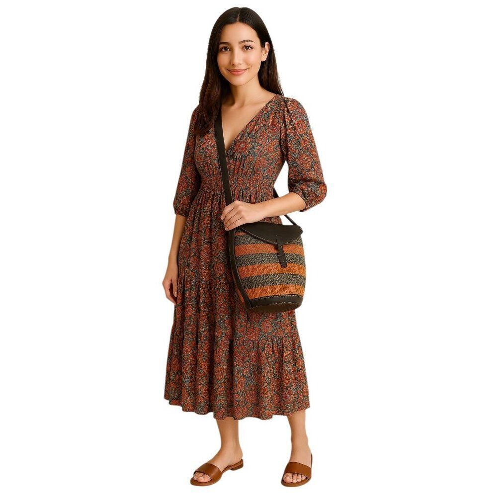 VINTAGE Woven Weave Bag Leather Crossbody Shoulder Handbag Purse WOMAN'S WOMEN'S